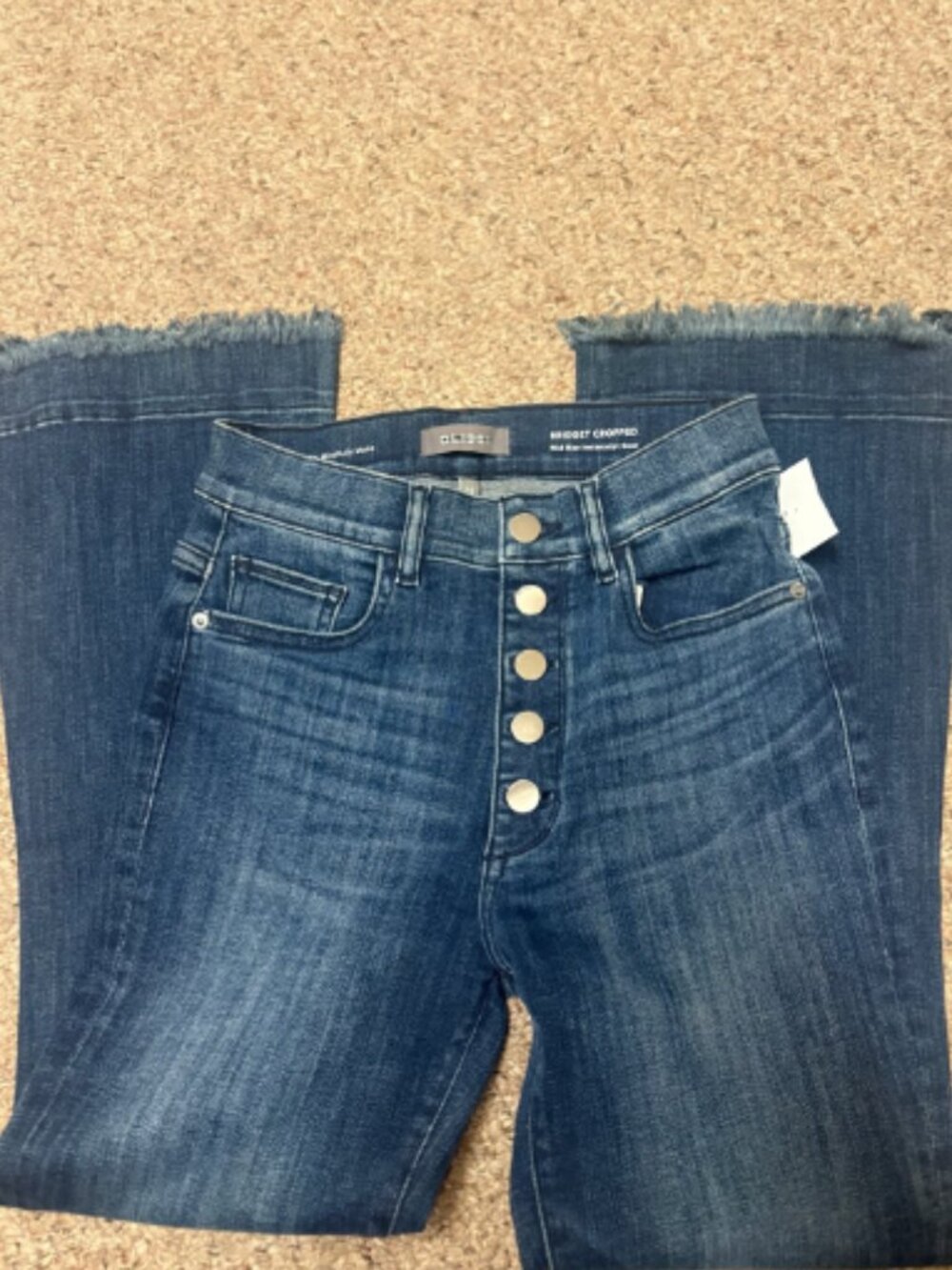 ANTHROPOLOGIE DL1961 BRIDGET CROPPED JEANS INSTRASCULPT BUTTON FRONT FRAY HEM 26